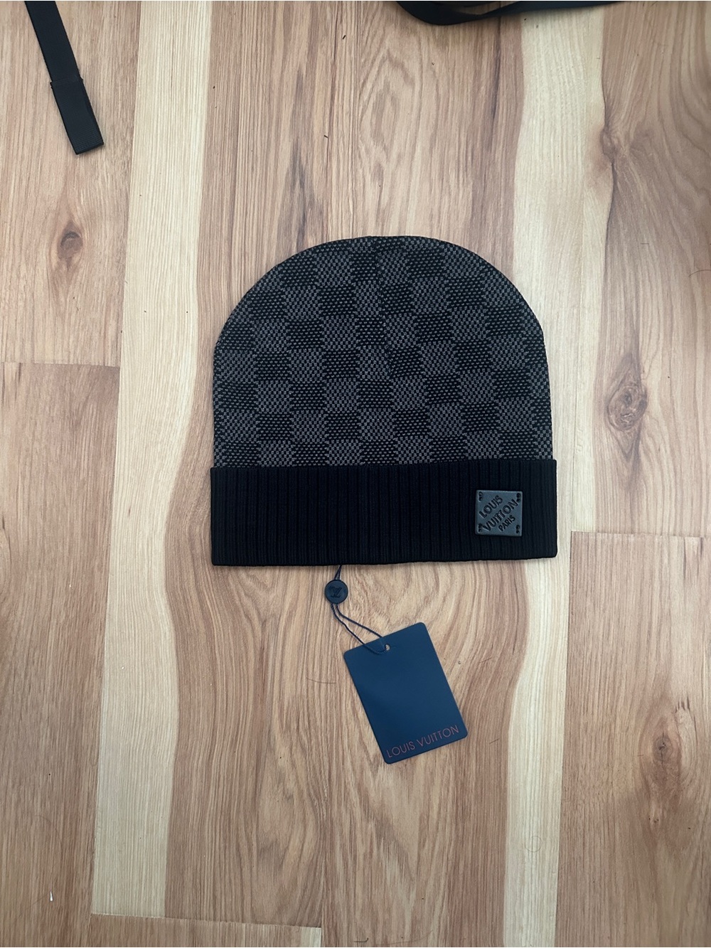 Louis Vuitton Black and Gray Damier Beanie